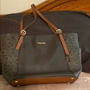 Calvin Klein Brown and Black Shoulder Bag